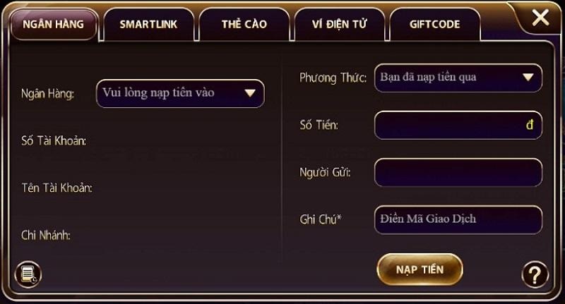 nạp tiền sunwin qua ngân hàng